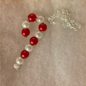 Glass Bead Candy Cane Pendant